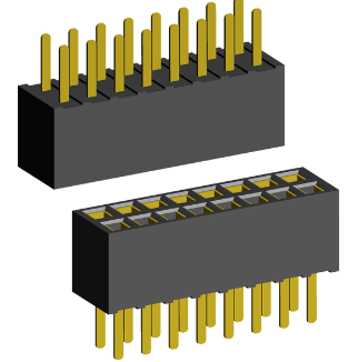 1.27mm PCB Socket Double Rows Bottom Closed Straight Dip Type.(H=3.5)